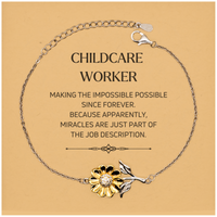 Load image into Gallery viewer, Childcare Worker Sunflower Bracelet - Miracles are just part of the job description | Inspirational Gift
