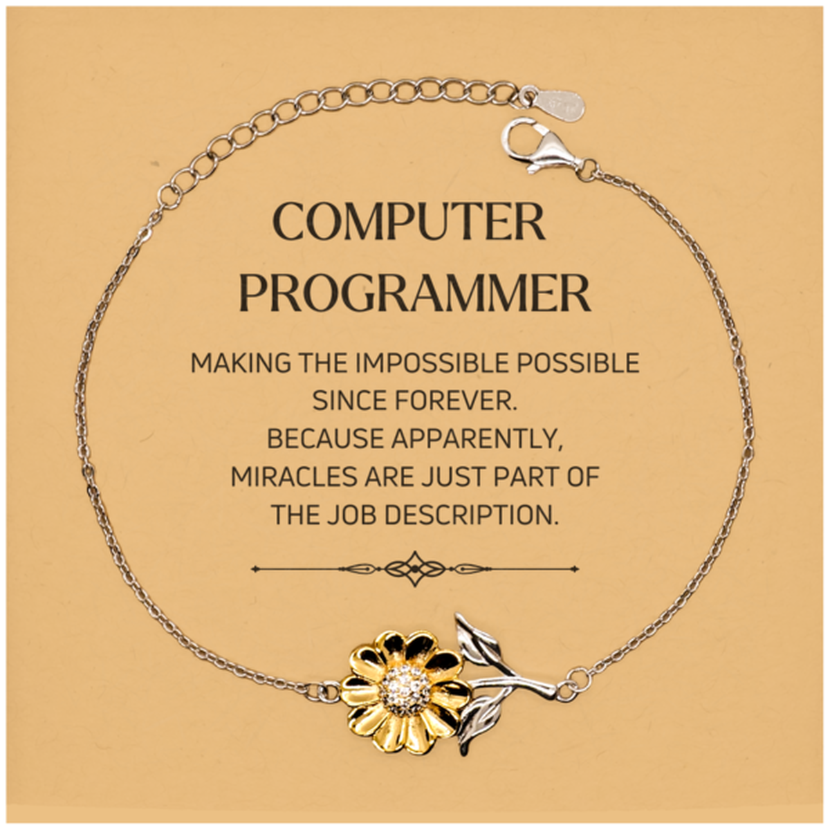 Computer Programmer Inspirational Bracelet - Miracles are Just Part of the Job | Birthday Gift