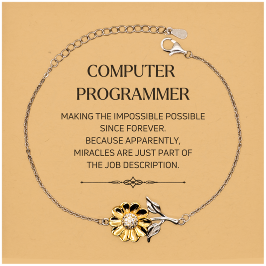 Computer Programmer Inspirational Bracelet - Miracles are Just Part of the Job | Birthday Gift