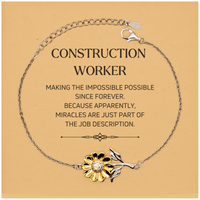 Load image into Gallery viewer, Construction Worker Sunflower Bracelet - Miracles are Just Part of the Job | Inspirational Gift
