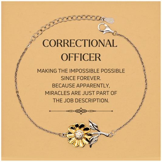 Correctional Officer Sunflower Bracelet - Miracles are just part of the job description | Inspirational Gift
