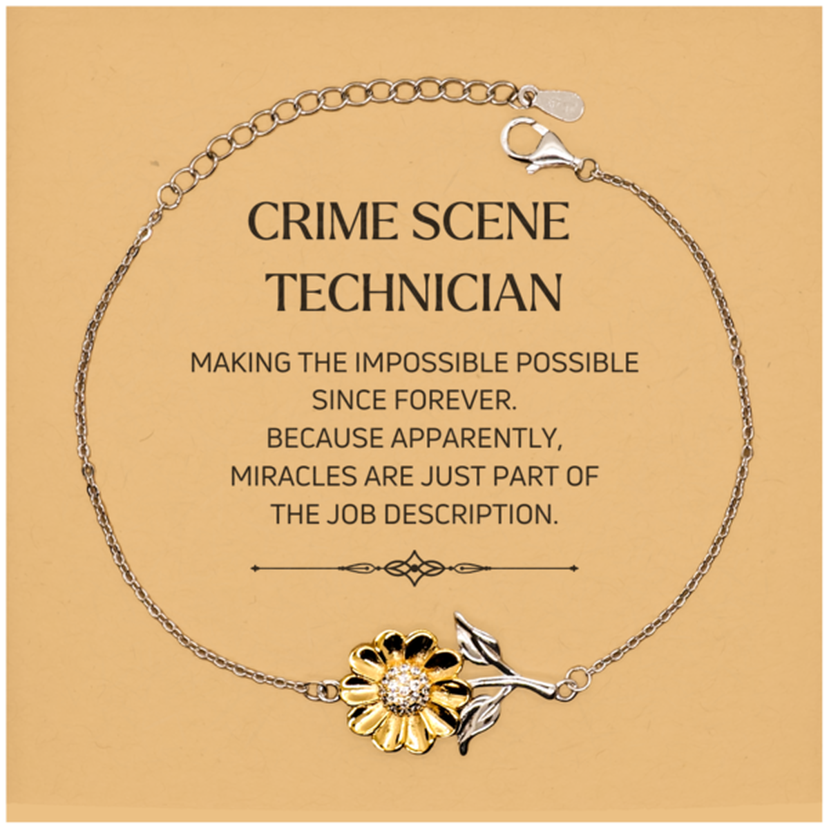 Crime Scene Technician Sunflower Bracelet - Miracles are just part of the job description | Inspirational Gift