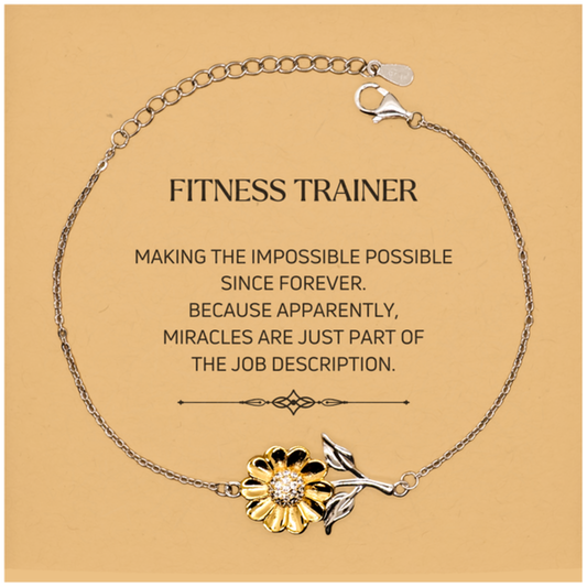 Fitness Trainer Sunflower Bracelet - Miracles are Just Part of the Job | Inspirational Gift