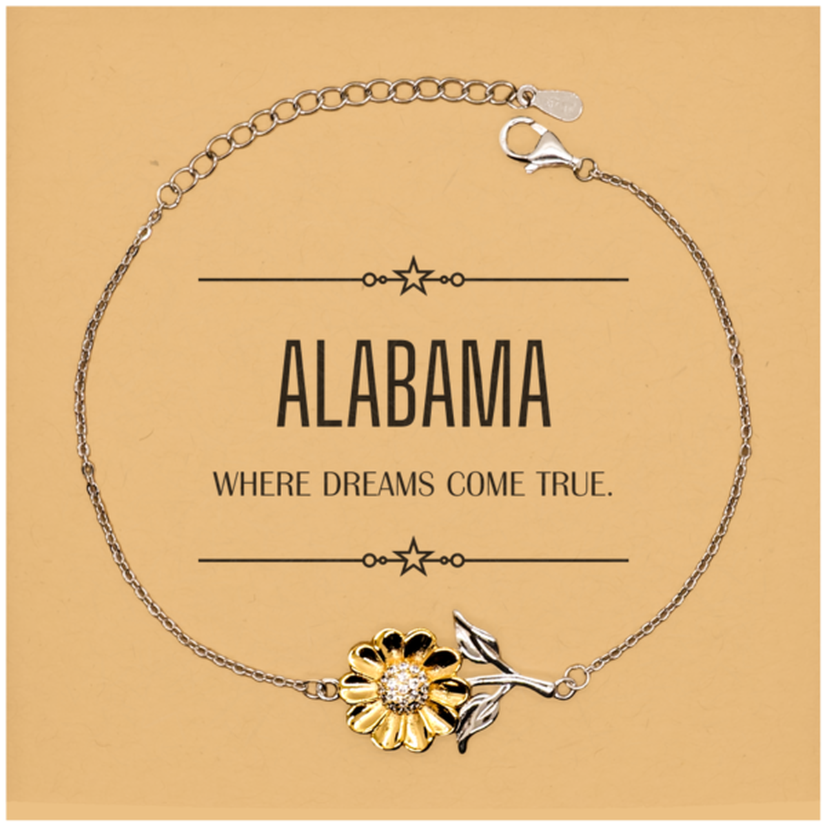 Love Alabama State Sunflower Bracelet, Alabama Where dreams come true, Birthday Christmas Inspirational Gifts For Alabama Men, Women, Friends