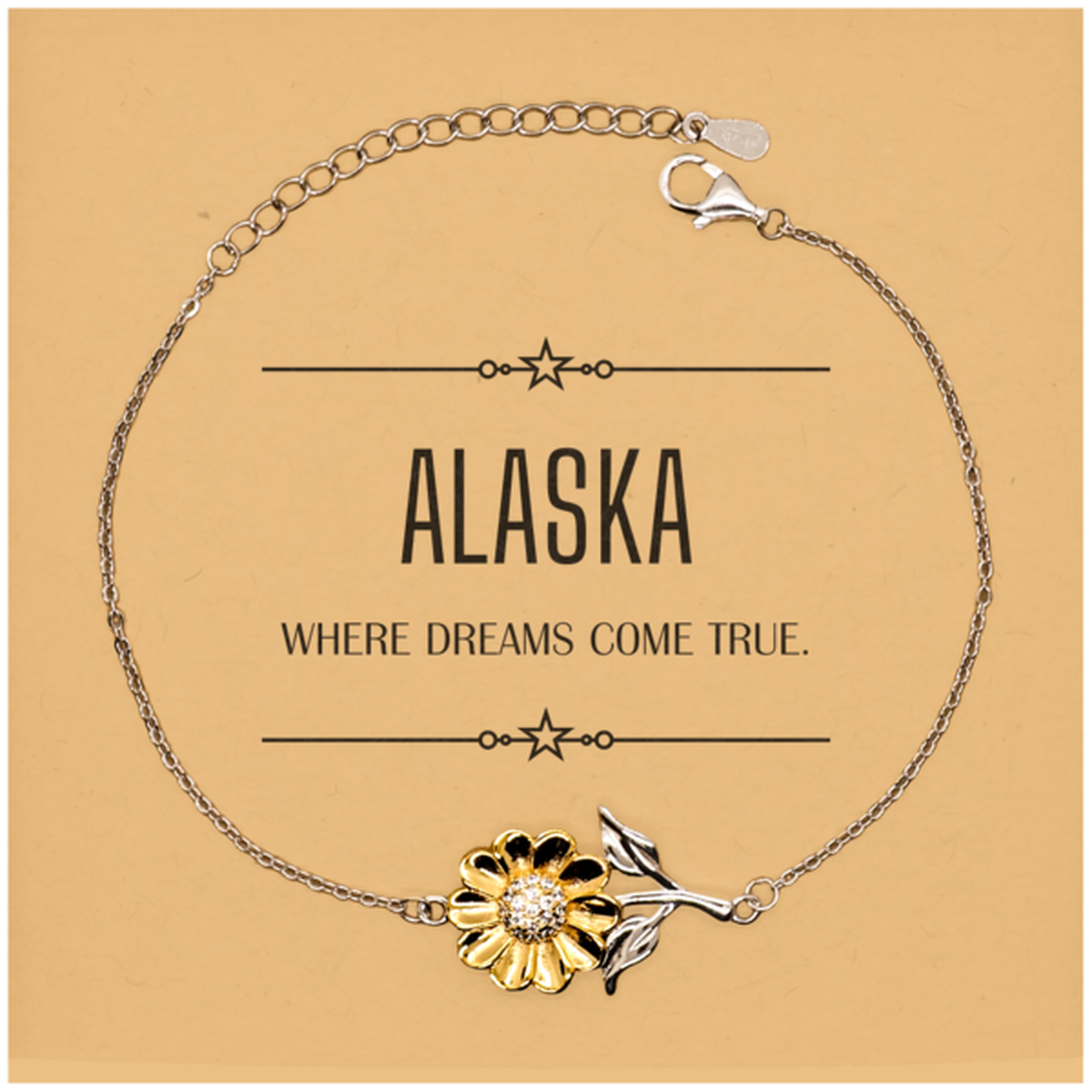Love Alaska State Sunflower Bracelet, Alaska Where dreams come true, Birthday Christmas Inspirational Gifts For Alaska Men, Women, Friends