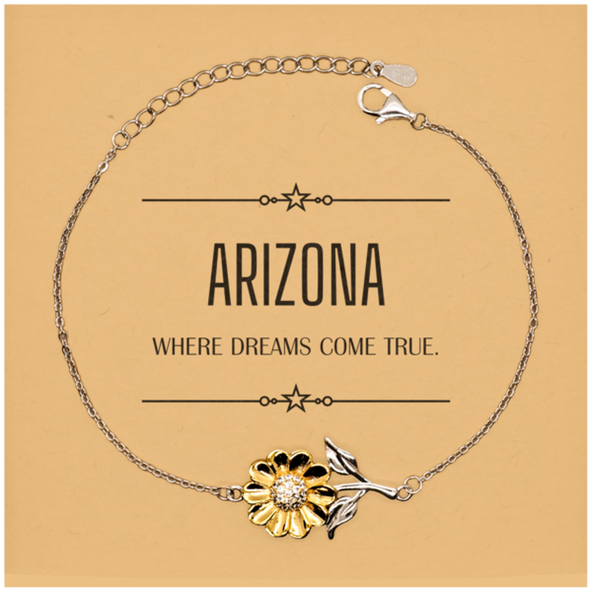 Love Arizona State Sunflower Bracelet, Arizona Where dreams come true, Birthday Christmas Inspirational Gifts For Arizona Men, Women, Friends