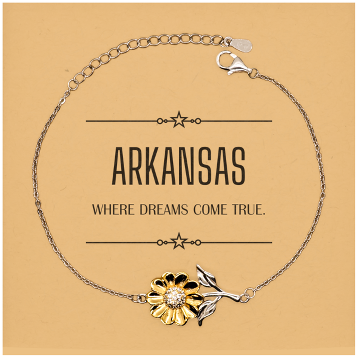 Love Arkansas State Sunflower Bracelet, Arkansas Where dreams come true, Birthday Christmas Inspirational Gifts For Arkansas Men, Women, Friends