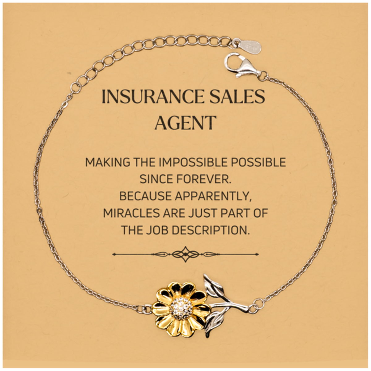 Insurance Sales Agent Sunflower Bracelet - Miracles are Just Part of the Job | Perfect Gift