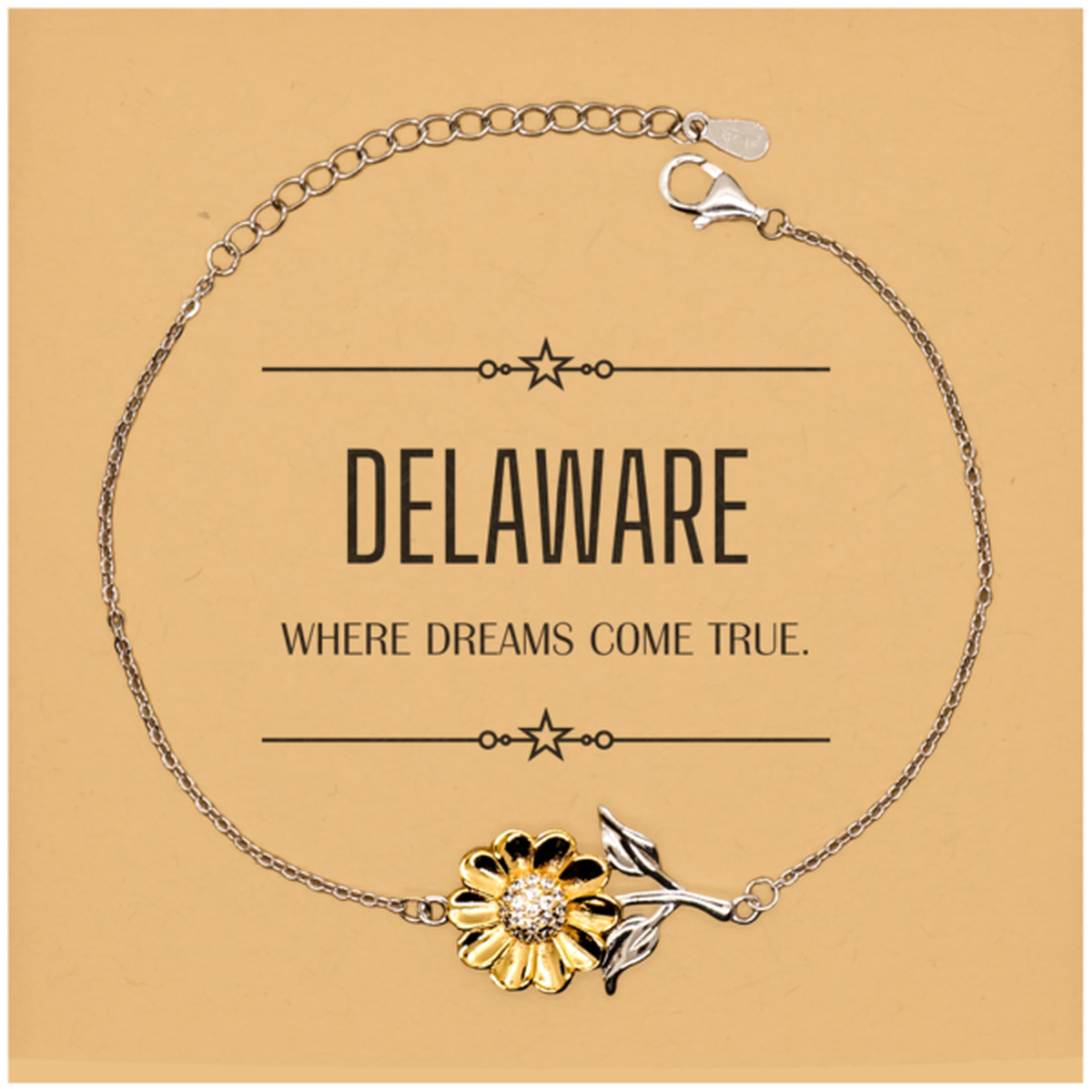 Love Delaware State Sunflower Bracelet, Delaware Where dreams come true, Birthday Christmas Inspirational Gifts For Delaware Men, Women, Friends