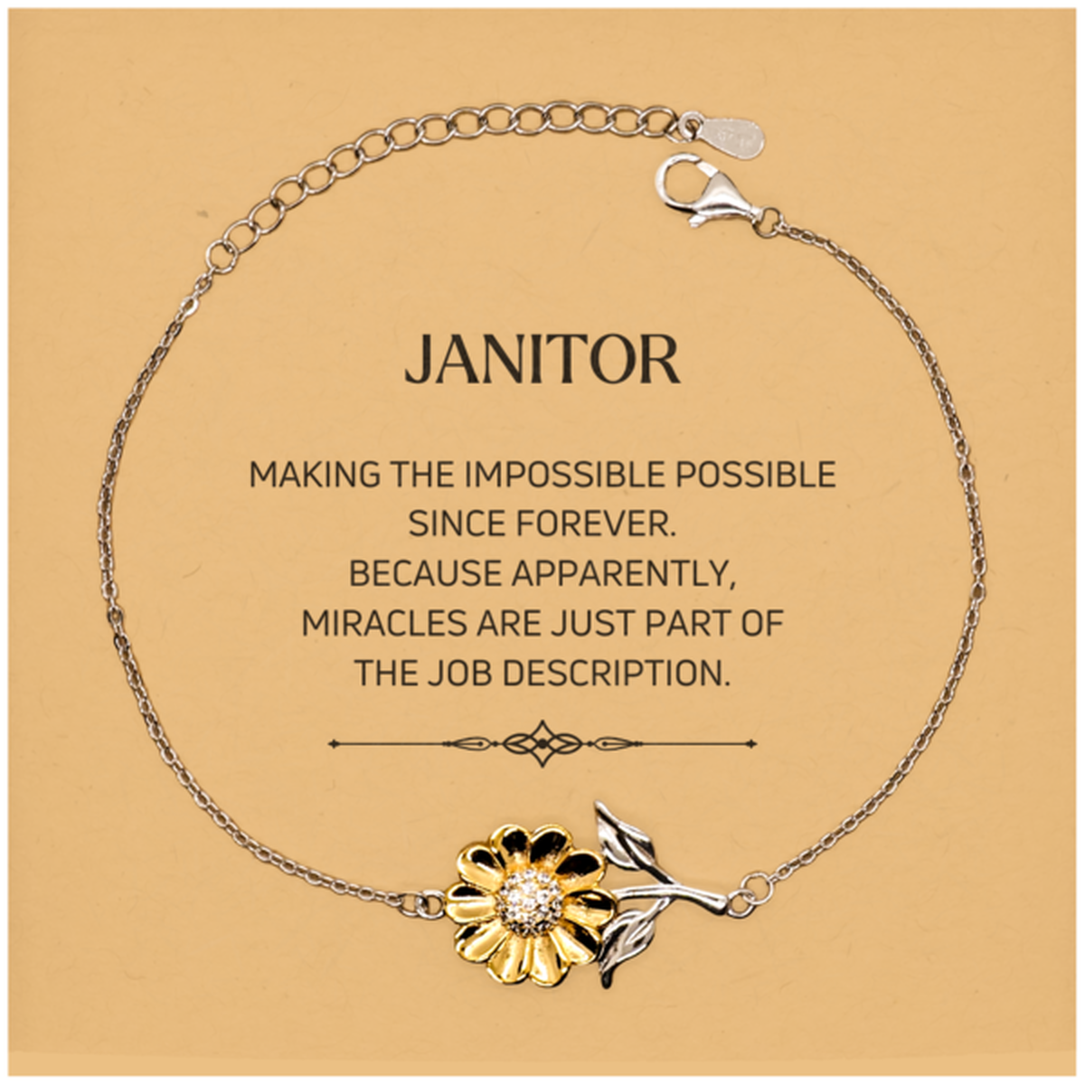 Janitor Sunflower Bracelet - Miracles are Just Part of the Job Description | Inspirational Gift