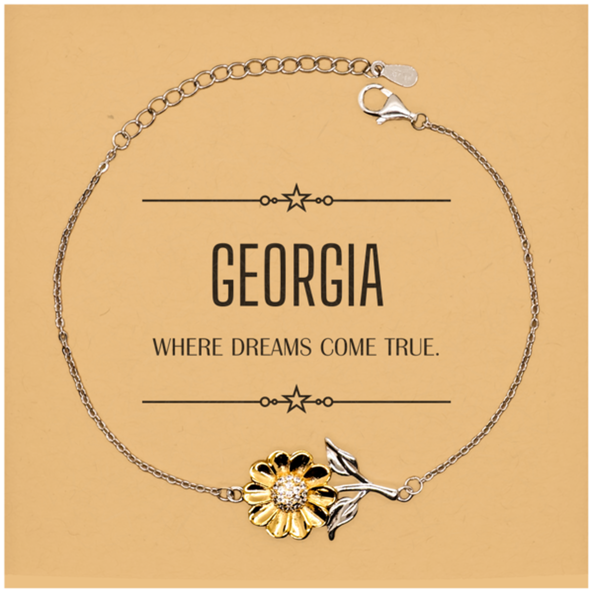 Love Georgia State Sunflower Bracelet, Georgia Where dreams come true, Birthday Christmas Inspirational Gifts For Georgia Men, Women, Friends