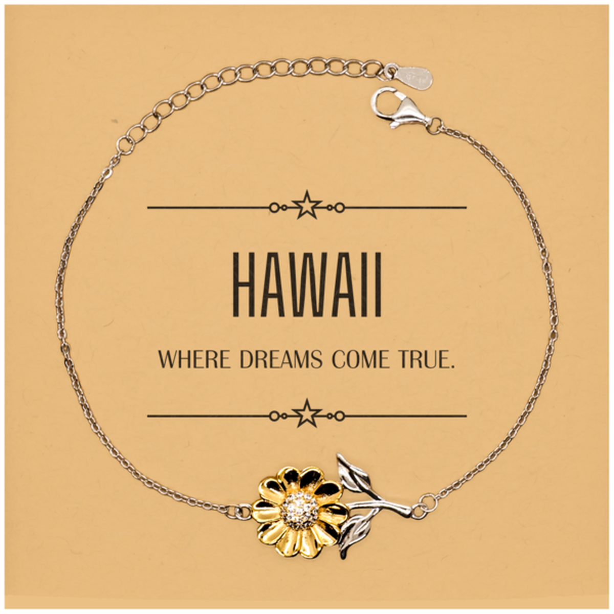 Love Hawaii State Sunflower Bracelet, Hawaii Where dreams come true, Birthday Christmas Inspirational Gifts For Hawaii Men, Women, Friends
