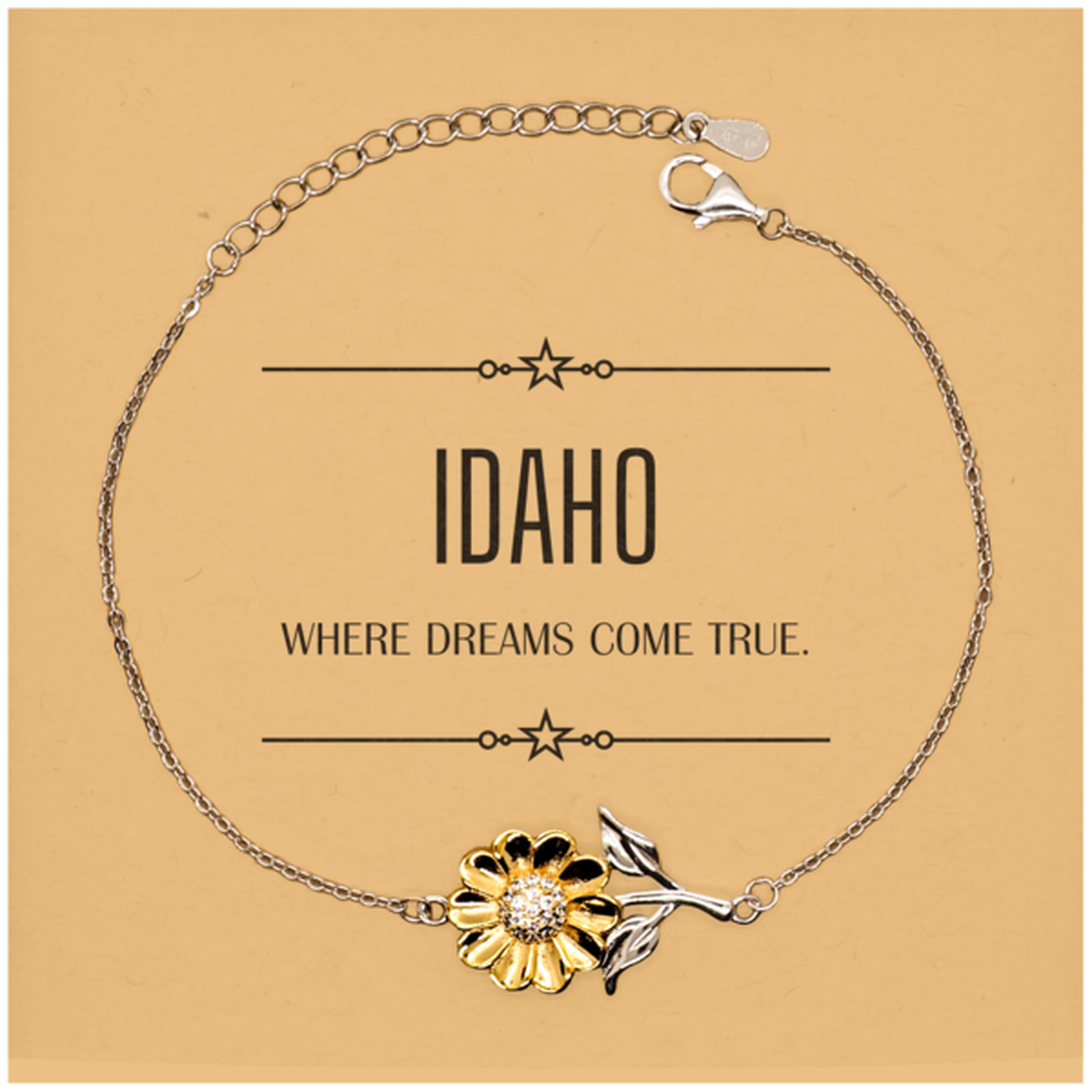 Love Idaho State Sunflower Bracelet, Idaho Where dreams come true, Birthday Christmas Inspirational Gifts For Idaho Men, Women, Friends