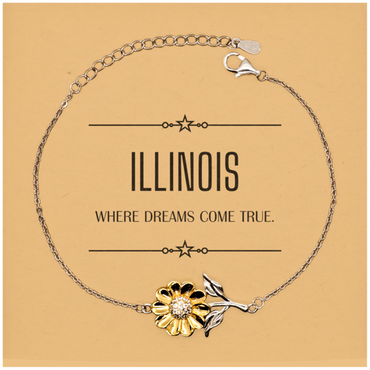 Illinois Sunflower Bracelet - Where Dreams Come True | Inspirational Gift