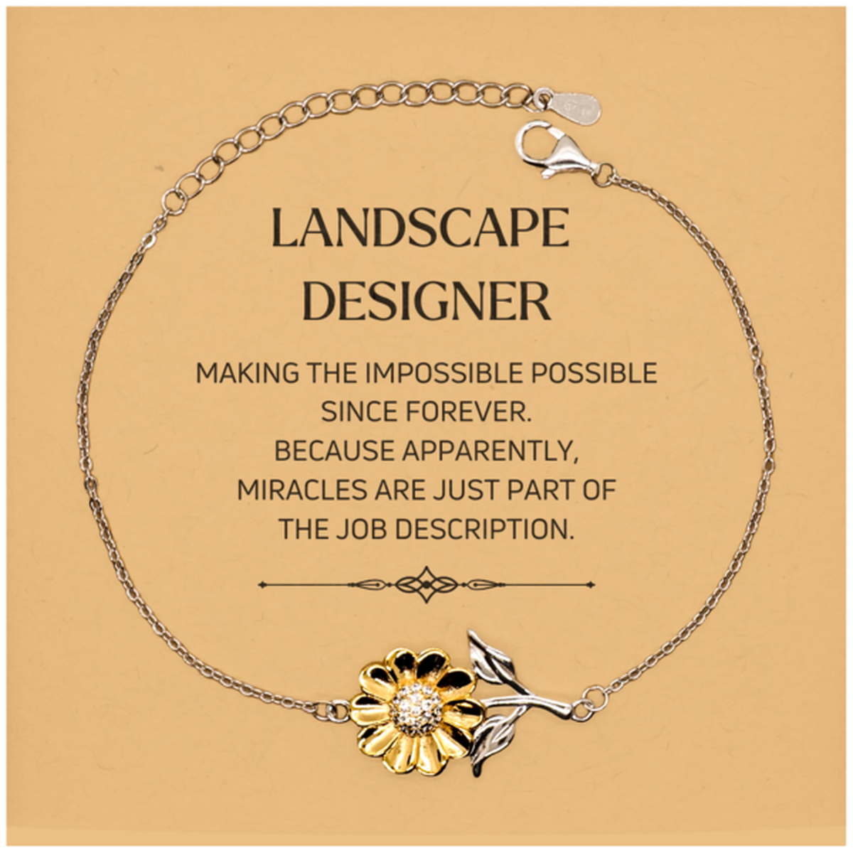 Funny Landscape Designer Gifts, Miracles are just part of the job description, Inspirational Birthday Christmas Sunflower Bracelet For Landscape Designer, Men, Women, Coworkers, Friends, Boss