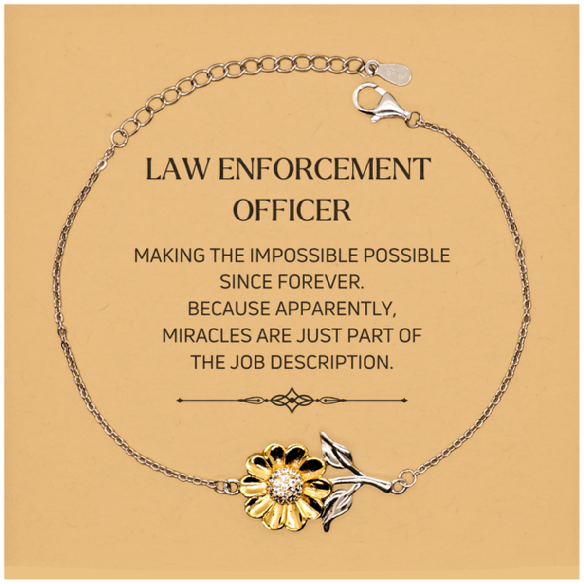 Law Enforcement Officer Sunflower Bracelet - Miracles Are Just Part of the Job | Inspirational Gift