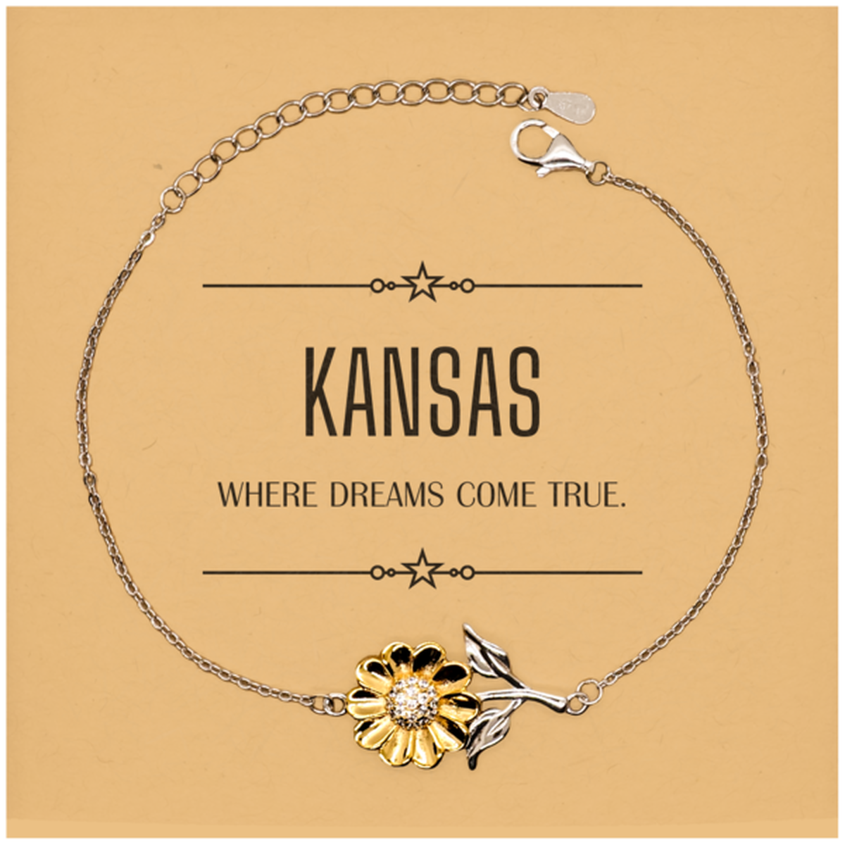 Love Kansas State Sunflower Bracelet, Kansas Where dreams come true, Birthday Christmas Inspirational Gifts For Kansas Men, Women, Friends
