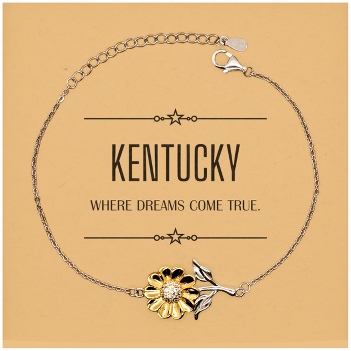 Love Kentucky State Sunflower Bracelet, Kentucky Where dreams come true, Birthday Christmas Inspirational Gifts For Kentucky Men, Women, Friends