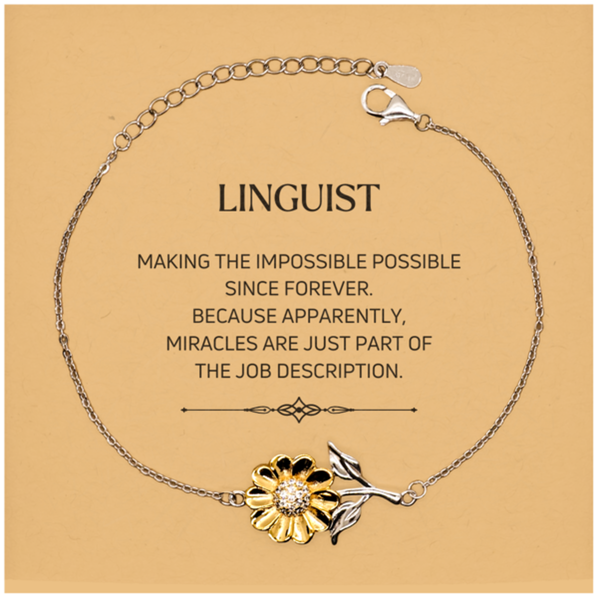 Linguist Sunflower Bracelet - Miracles are part of the job | Meaningful Gift