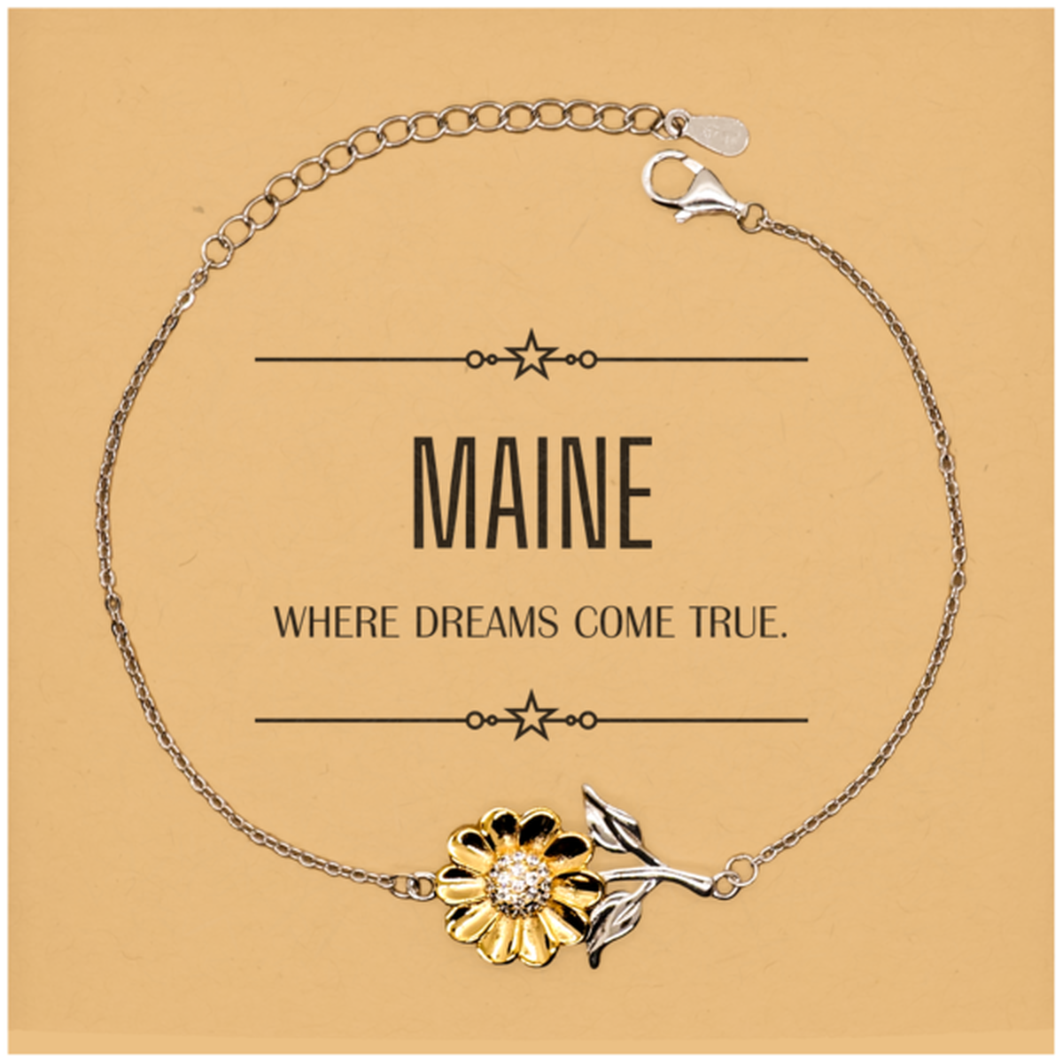Love Maine State Sunflower Bracelet, Maine Where dreams come true, Birthday Christmas Inspirational Gifts For Maine Men, Women, Friends