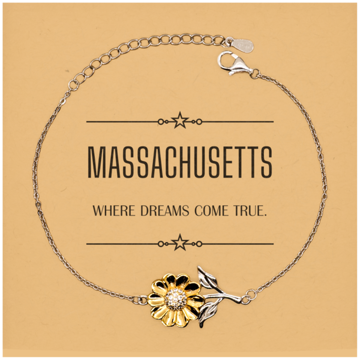 Massachusetts Sunflower Bracelet - Where Dreams Come True | Inspirational Gift