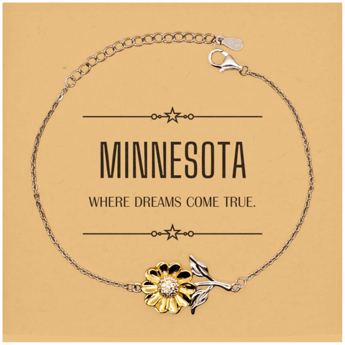 Love Minnesota State Sunflower Bracelet, Minnesota Where dreams come true, Birthday Christmas Inspirational Gifts For Minnesota Men, Women, Friends