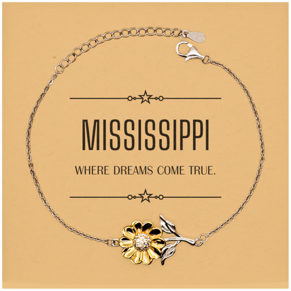 Mississippi State Sunflower Bracelet - Where Dreams Come True | Inspirational Gift