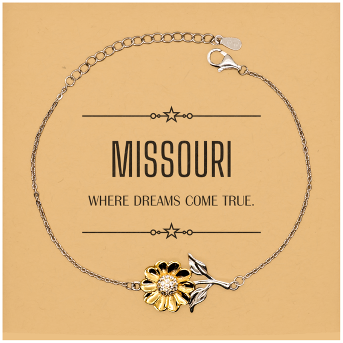 Love Missouri State Sunflower Bracelet, Missouri Where dreams come true, Birthday Christmas Inspirational Gifts For Missouri Men, Women, Friends