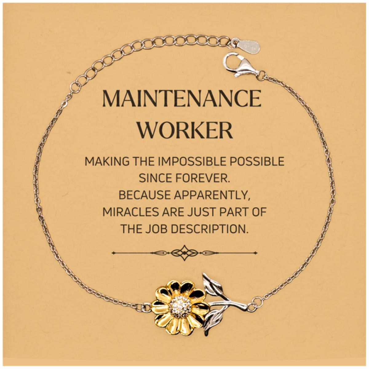 Maintenance Worker Sunflower Bracelet - Miracles are just part of the job description | Inspirational Gift