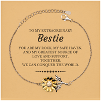 Load image into Gallery viewer, Bestie Sunflower Bracelet - Together, We Can Conquer the World | Friendship Gift
