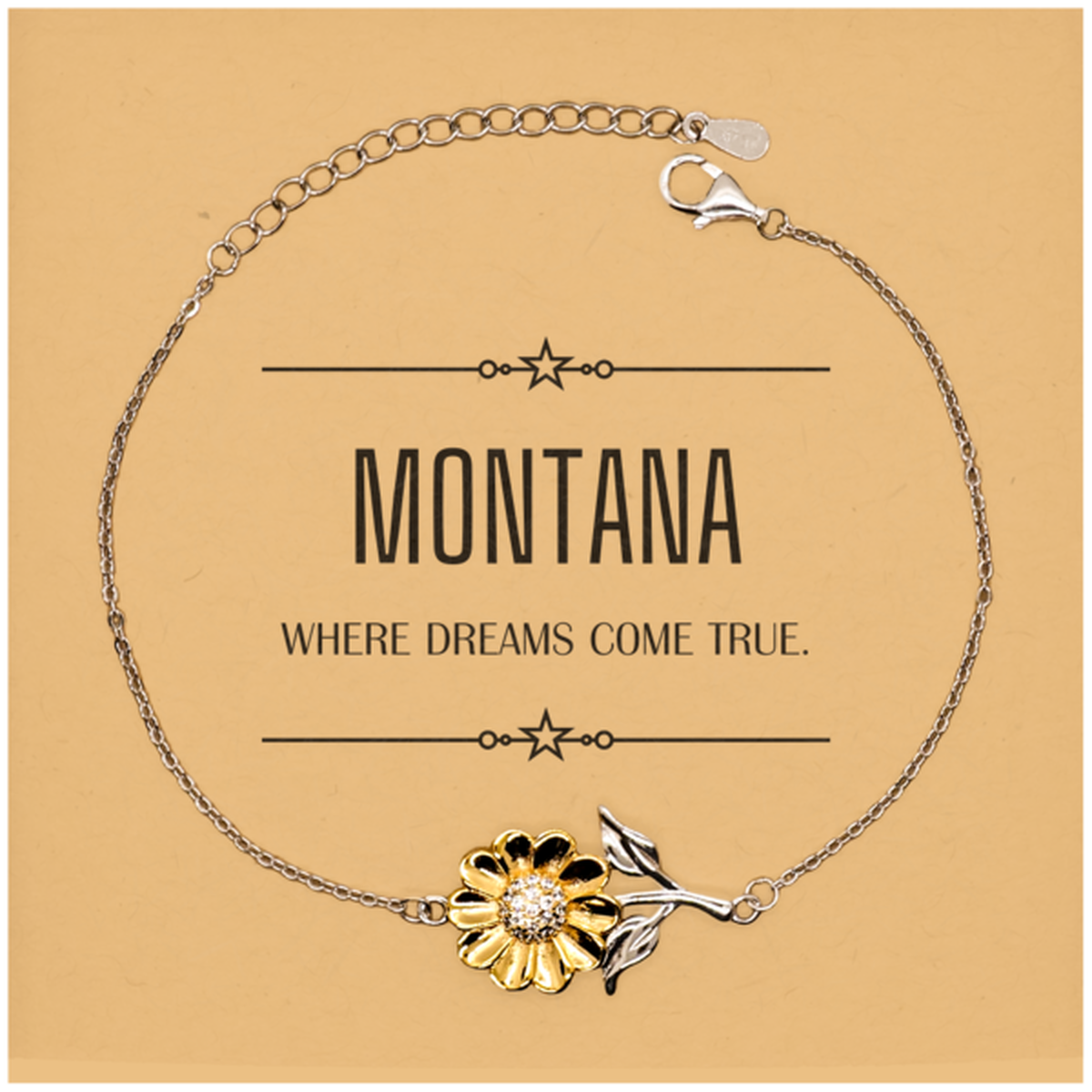 Love Montana State Sunflower Bracelet, Montana Where dreams come true, Birthday Christmas Inspirational Gifts For Montana Men, Women, Friends