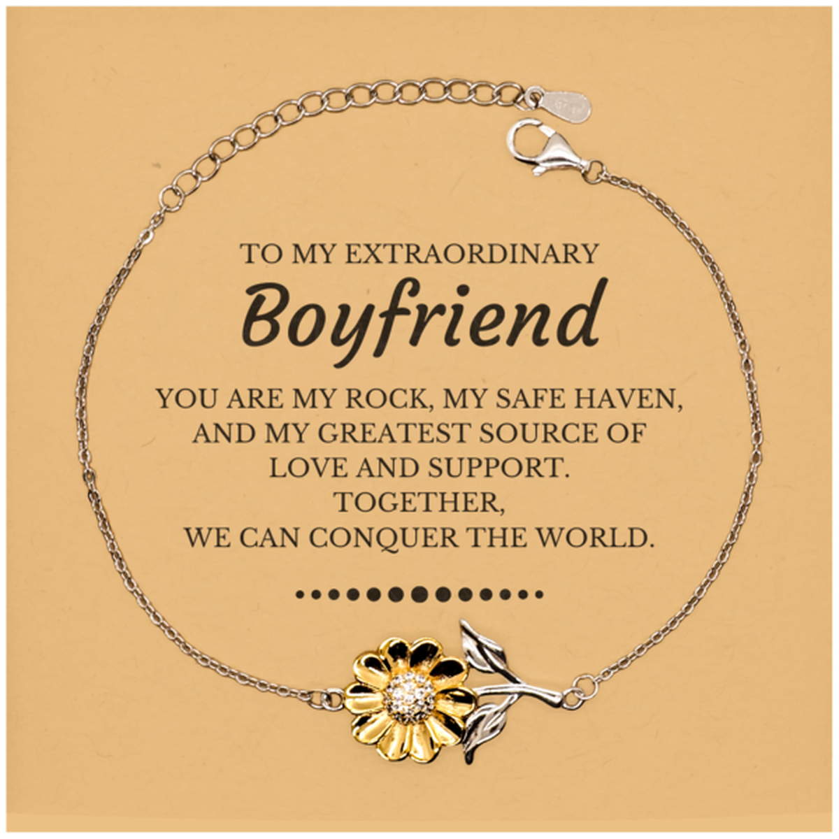 Boyfriend Sunflower Bracelet - Together, We Can Conquer the World | Valentine's Day Gift