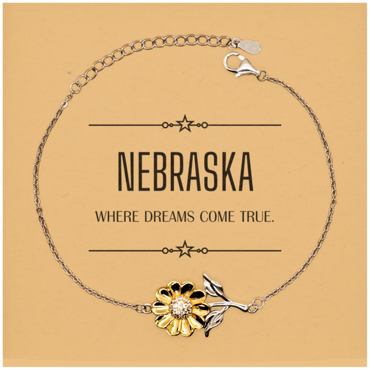 Nebraska Sunflower Bracelet - Where Dreams Come True | Inspirational Gift