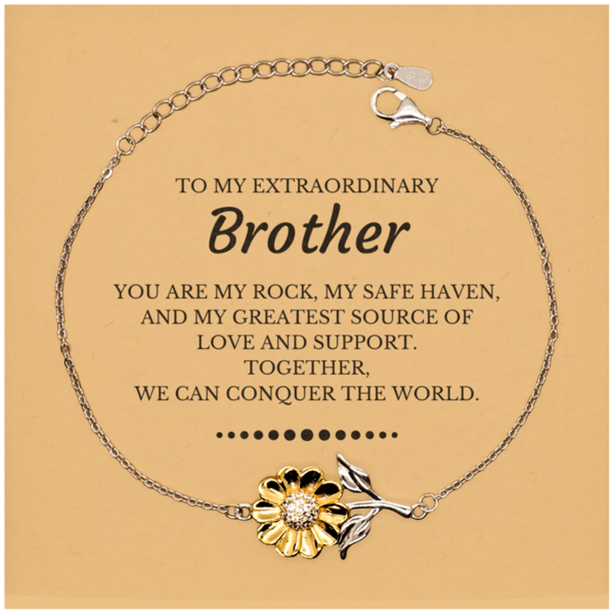 Brother Sunflower Bracelet - Together, We Can Conquer the World | Birthday & Christmas Gift