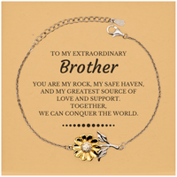 Load image into Gallery viewer, Brother Sunflower Bracelet - Together, We Can Conquer the World | Birthday &amp; Christmas Gift

