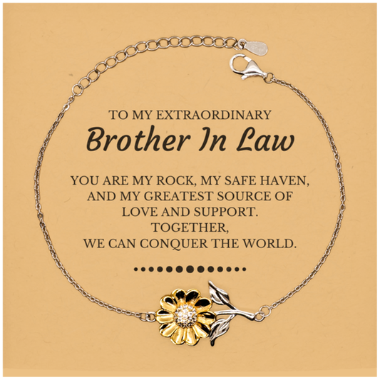 Brother In Law Sunflower Bracelet - Together We Can Conquer The World | Birthday and Christmas Gift