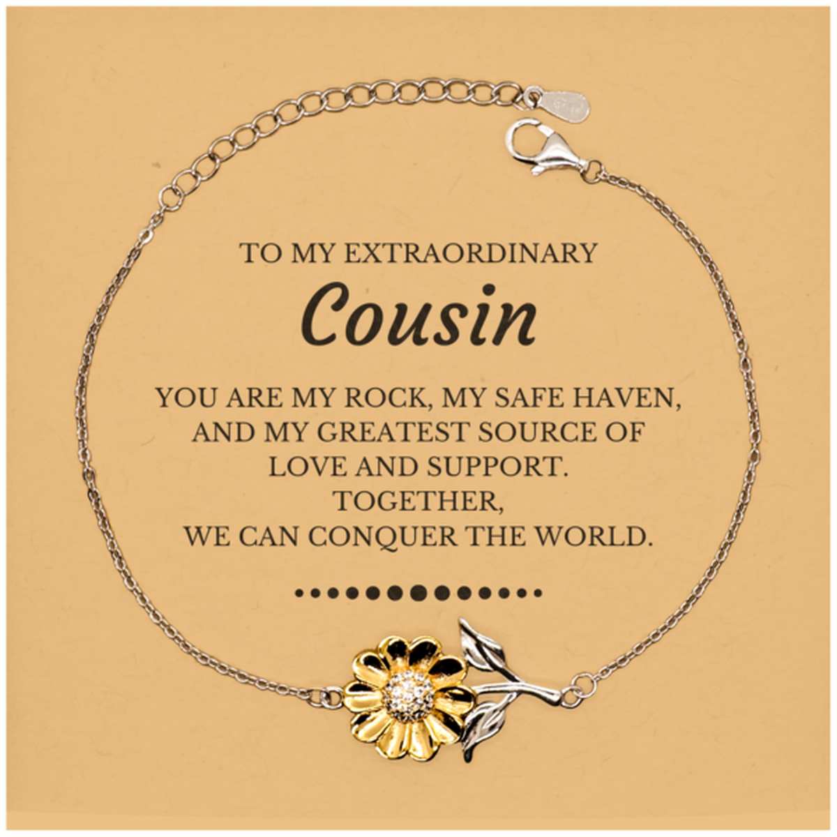 Cousin Sunflower Bracelet - Together We Can Conquer the World | Birthday & Christmas Gift