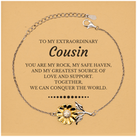 Load image into Gallery viewer, Cousin Sunflower Bracelet - Together We Can Conquer the World | Birthday &amp; Christmas Gift
