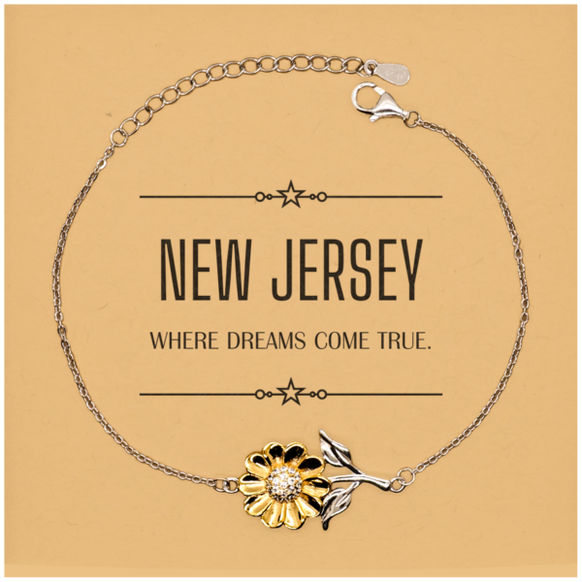 New Jersey Sunflower Bracelet - Where Dreams Come True | Inspirational Gift