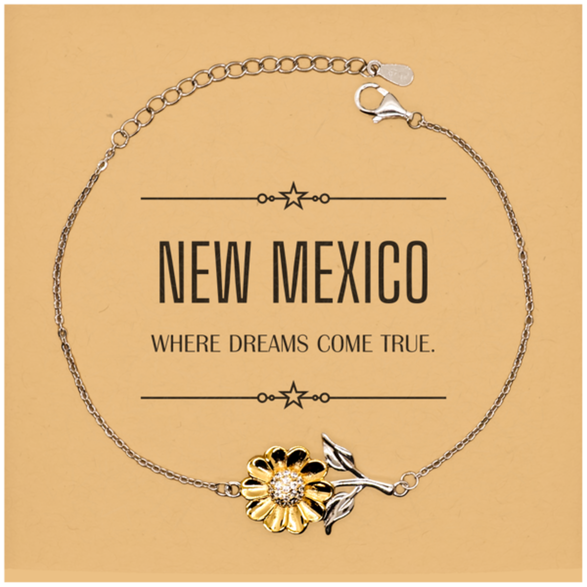 Love New Mexico State Sunflower Bracelet, New Mexico Where dreams come true, Birthday Christmas Inspirational Gifts For New Mexico Men, Women, Friends