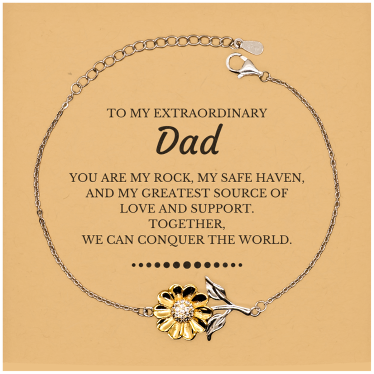 Dad Sunflower Bracelet - Together We Can Conquer The World | Birthday & Christmas Gift