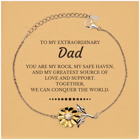 Dad Sunflower Bracelet - Together We Can Conquer The World | Birthday & Christmas Gift