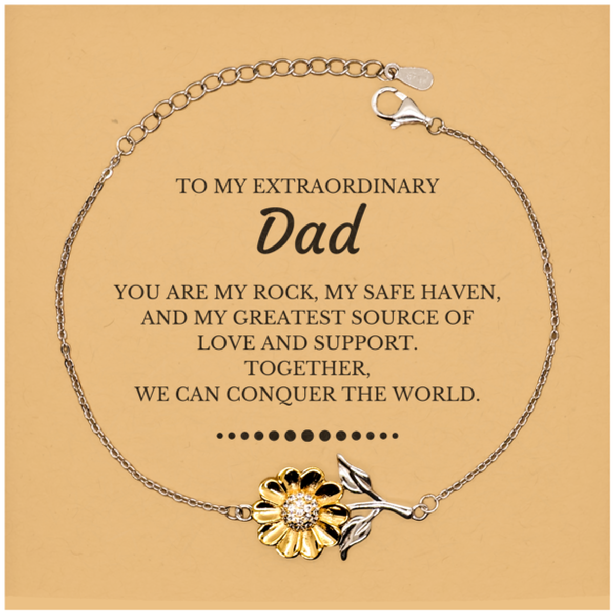 To My Extraordinary Dad Gifts, Together, we can conquer the world, Birthday Christmas Sunflower Bracelet For Dad, Christmas Gifts For Dad