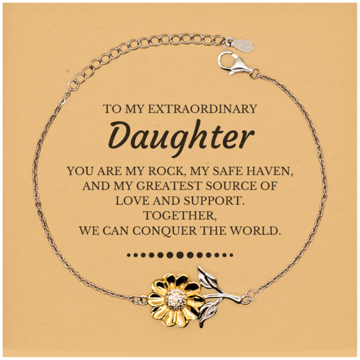 Daughter Sunflower Bracelet - Together We Can Conquer the World | Birthday & Christmas Gift