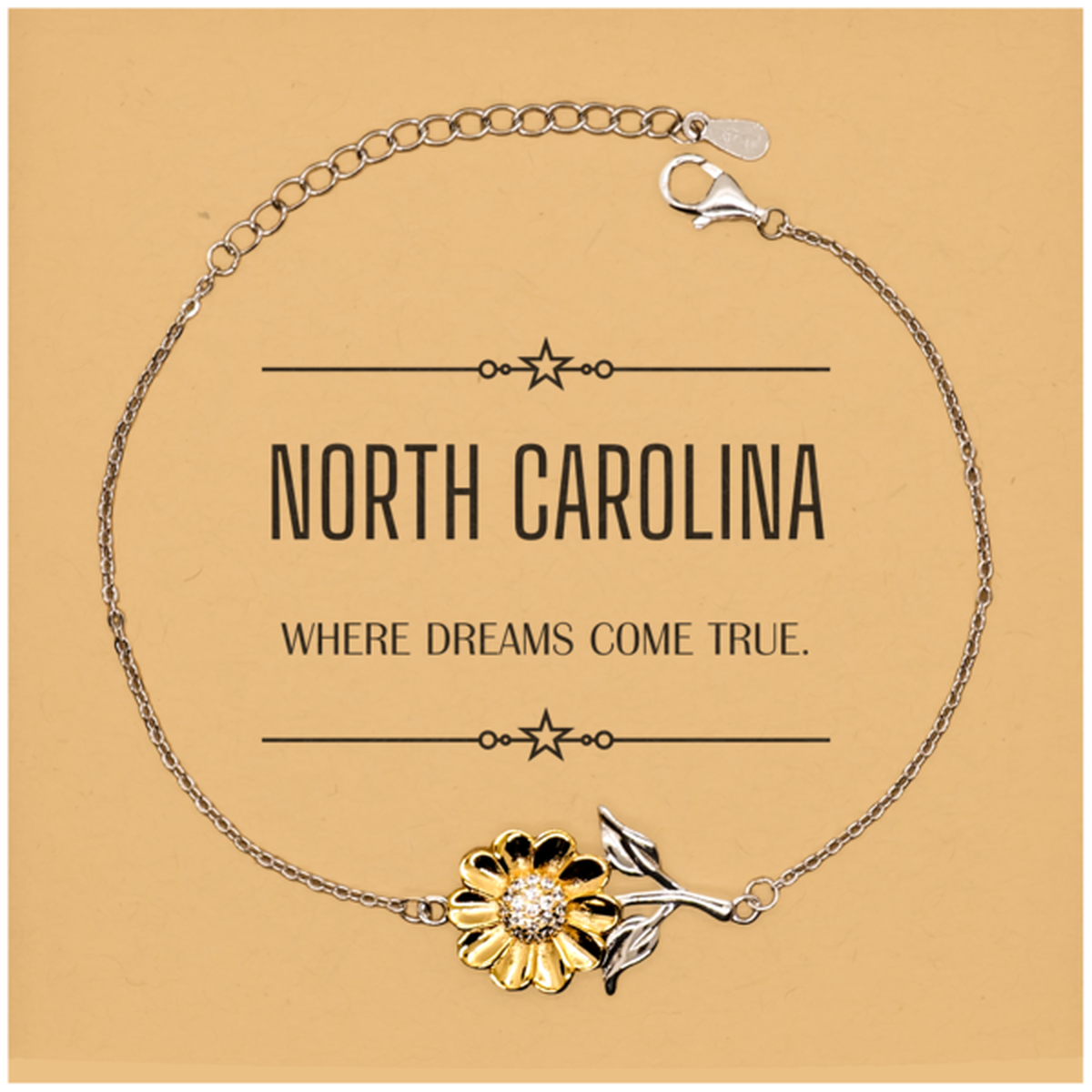 North Carolina Sunflower Bracelet - Where Dreams Come True | Inspirational Gift