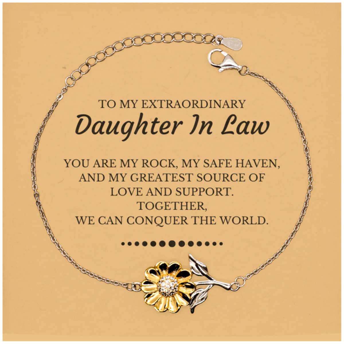 Daughter In Law Sunflower Bracelet - Together We Can Conquer The World | Birthday & Christmas Gift