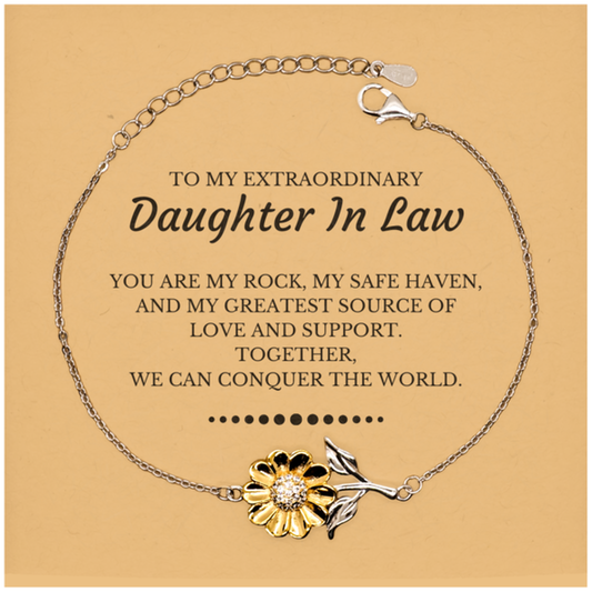 Daughter In Law Sunflower Bracelet - Together We Can Conquer The World | Birthday & Christmas Gift