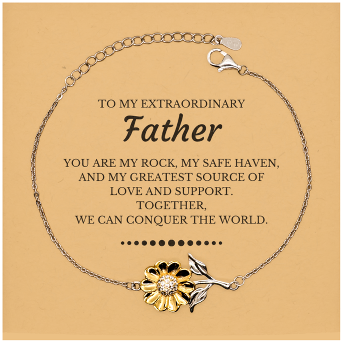 Dad Sunflower Bracelet - Together We Can Conquer The World | Father's Day Gift