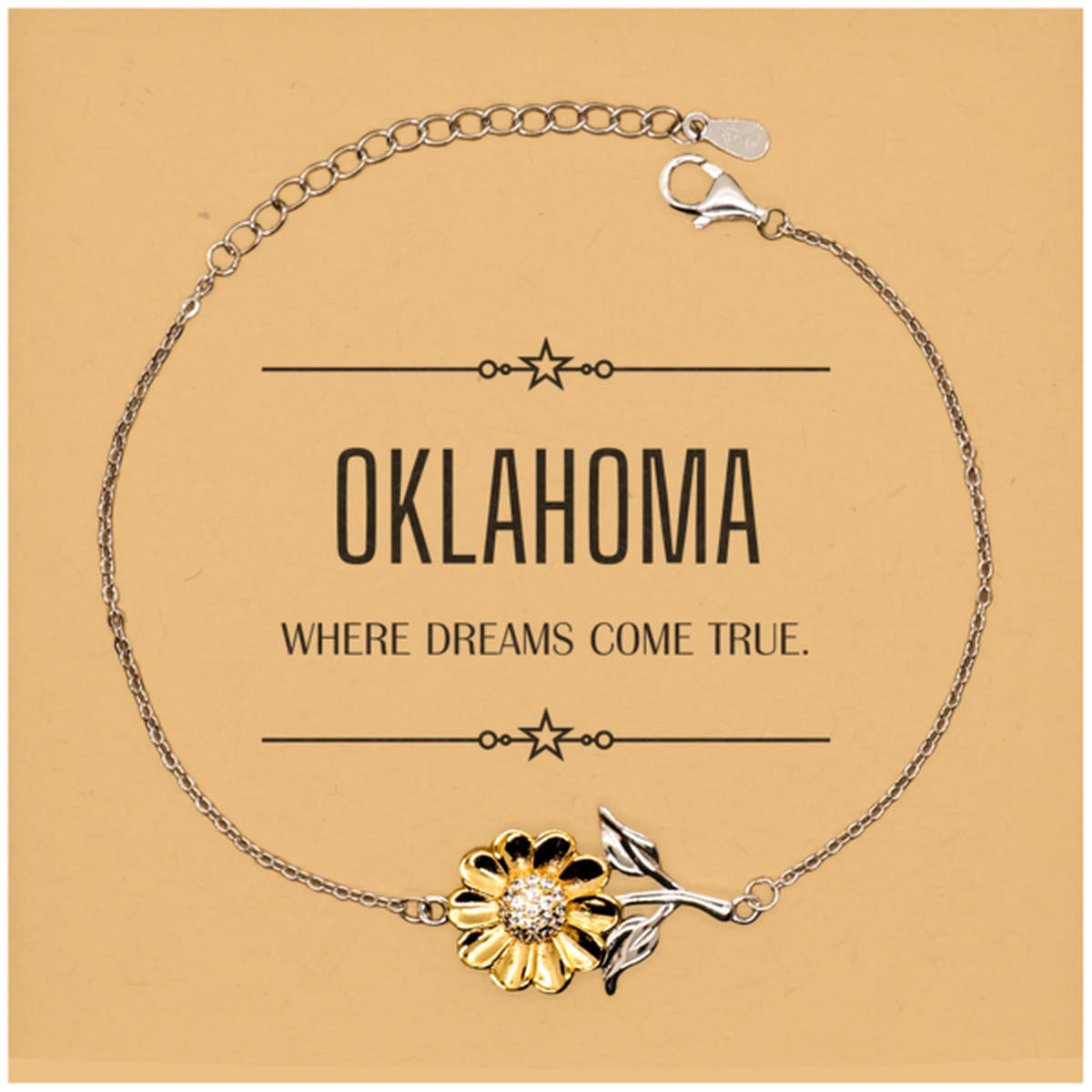Love Oklahoma State Sunflower Bracelet, Oklahoma Where dreams come true, Birthday Christmas Inspirational Gifts For Oklahoma Men, Women, Friends