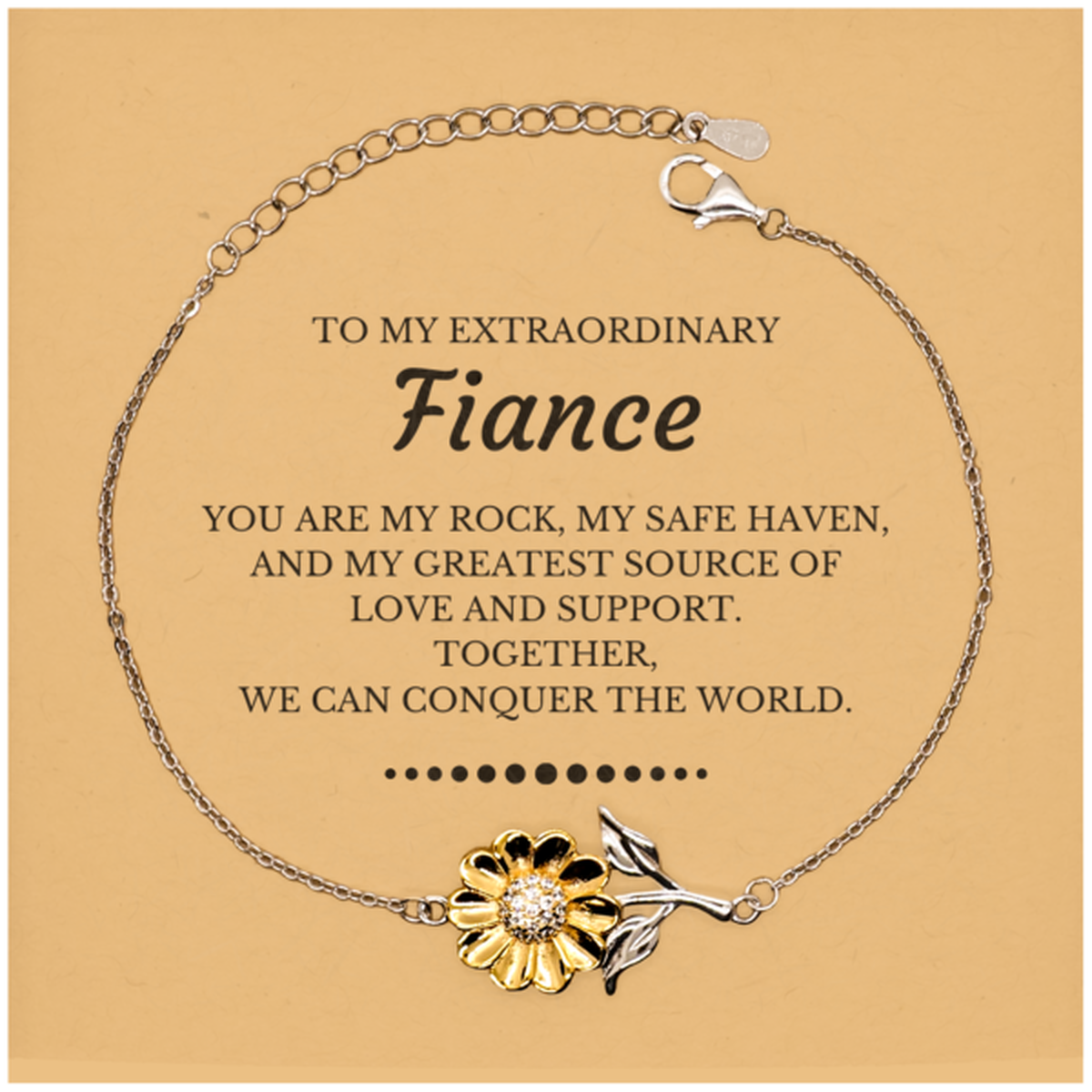 Fiance Sunflower Bracelet - Together We Can Conquer the World | Birthday & Christmas Gift